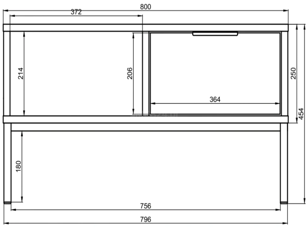 Wymiary i schemat graficzny - Stolik kawowy Austin 80 cm